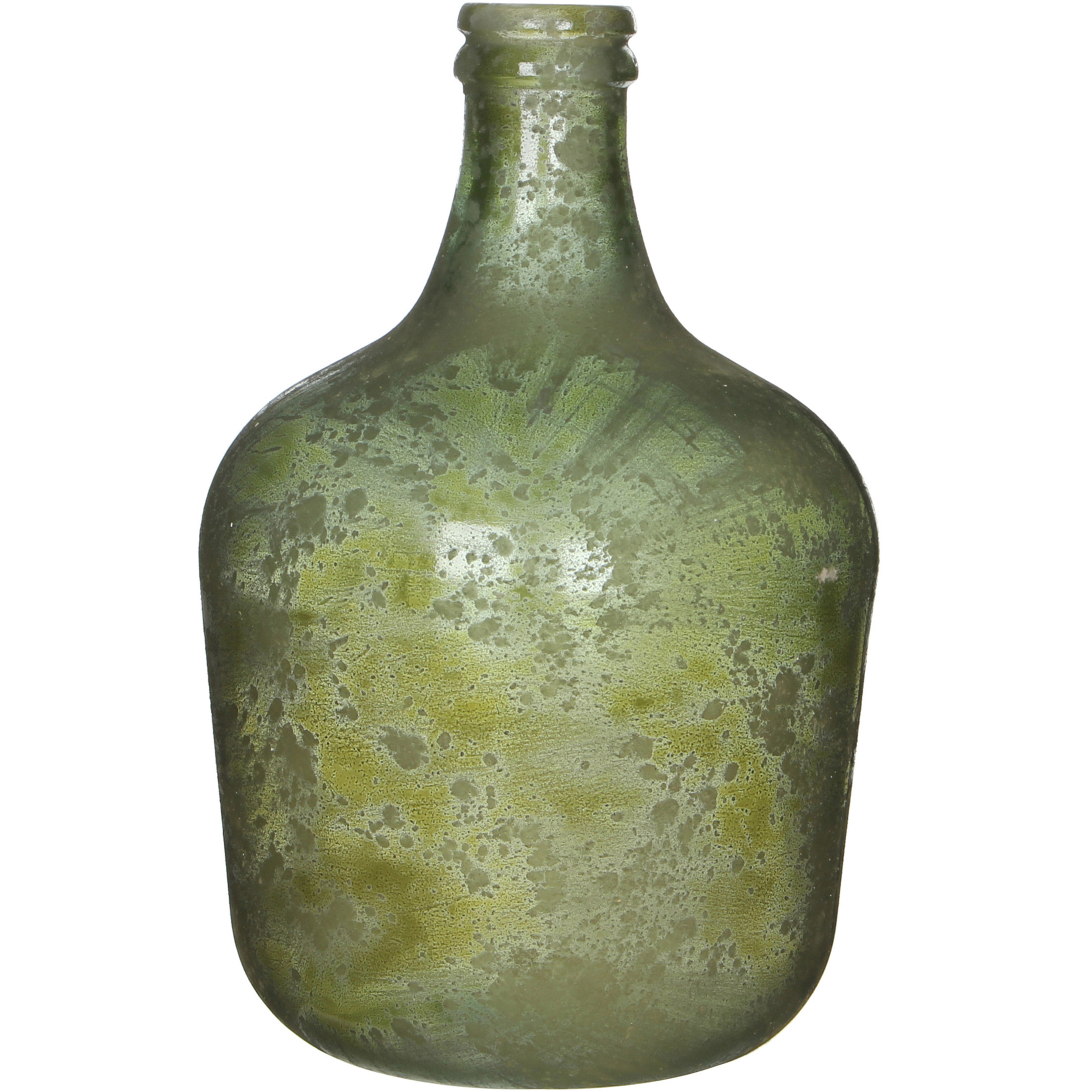 Groene antieklook fles vaas/vazen van eco glas 27 x 42 cm