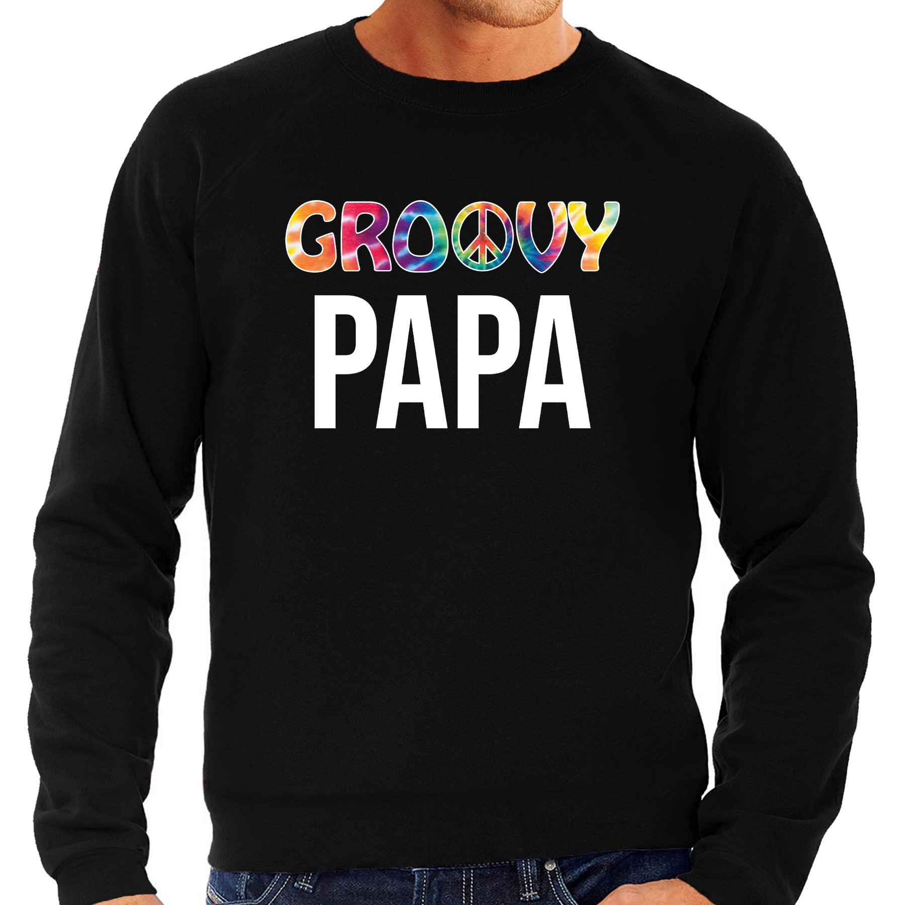 Groovy papa sweater / trui zwart voor heren - vaderdag cadeau truien papa