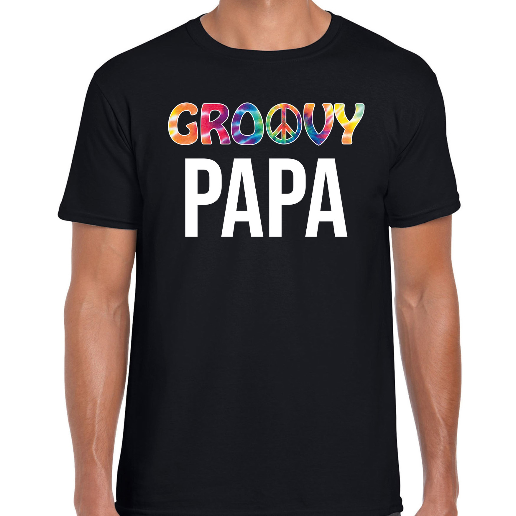 Groovy papa t-shirt zwart voor heren - vaderdag cadeau shirt papa
