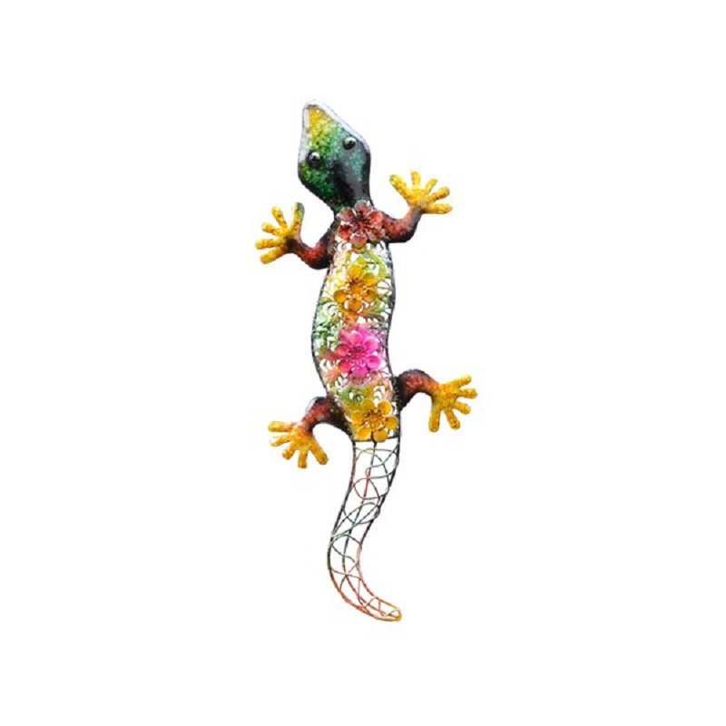 Grote metalen salamander gekleurd 42 x 17 cm tuin decoratie