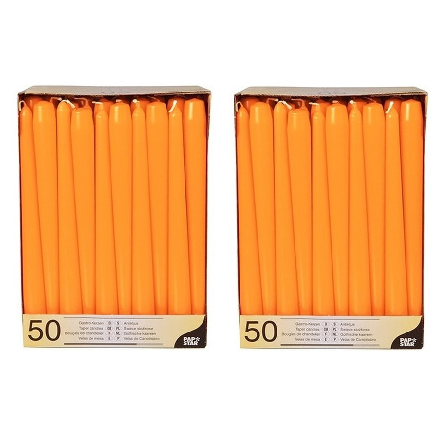 Halloween - 50x Oranje dinerkaarsen 25 cm