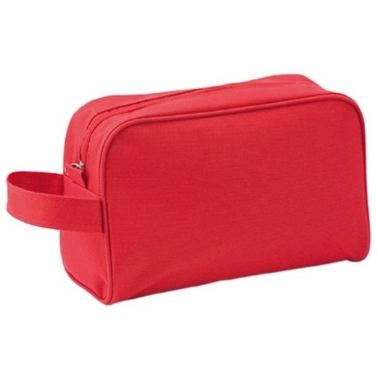 Handbagage toilettas rood met handvat 21,5 cm voor heren/dames
