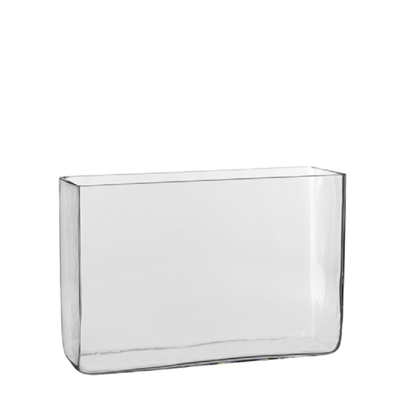 Hoge vaas-accubak transparant glas rechthoekig 30 x 10 x 20 cm
