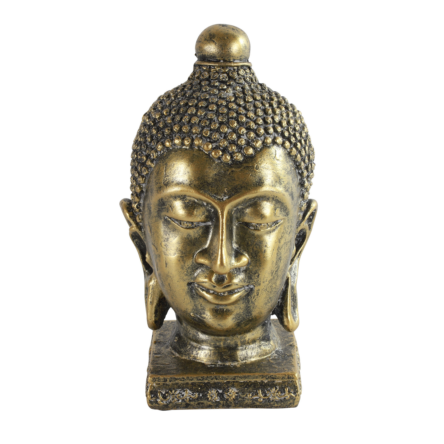 Home decoratie Boeddha hoofd beeld goud kleurig 13 x 23.5 cm voor binnen