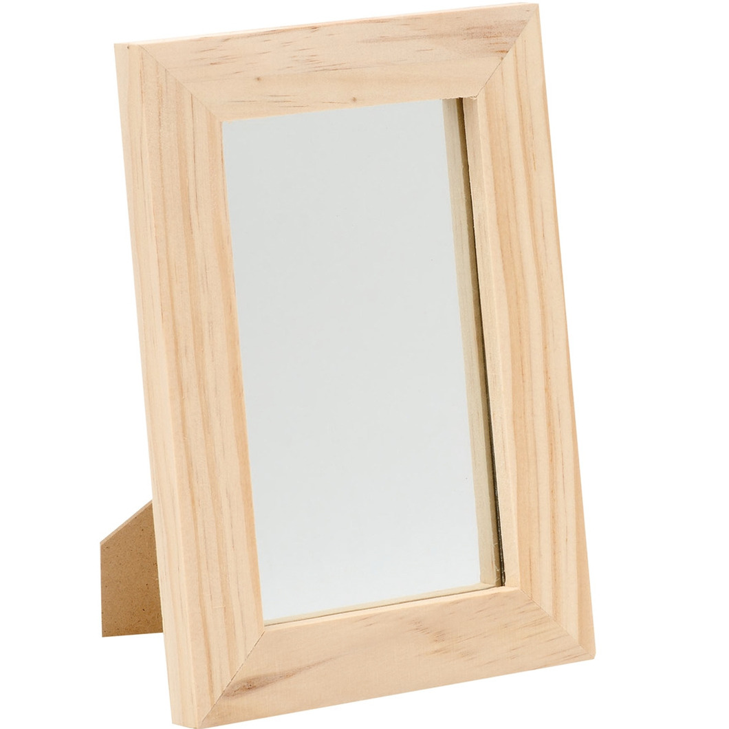 Houten spiegel 13,5 x 19,5 cm DIY hobby/knutselmateriaal