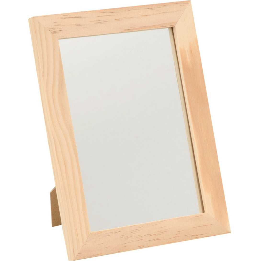Houten spiegel 29 x 34,5 cm DIY hobby/knutselmateriaal
