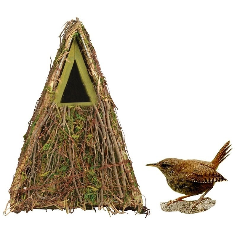 Houten vogelhuisje/nestkastje groene camouflage 24 cm