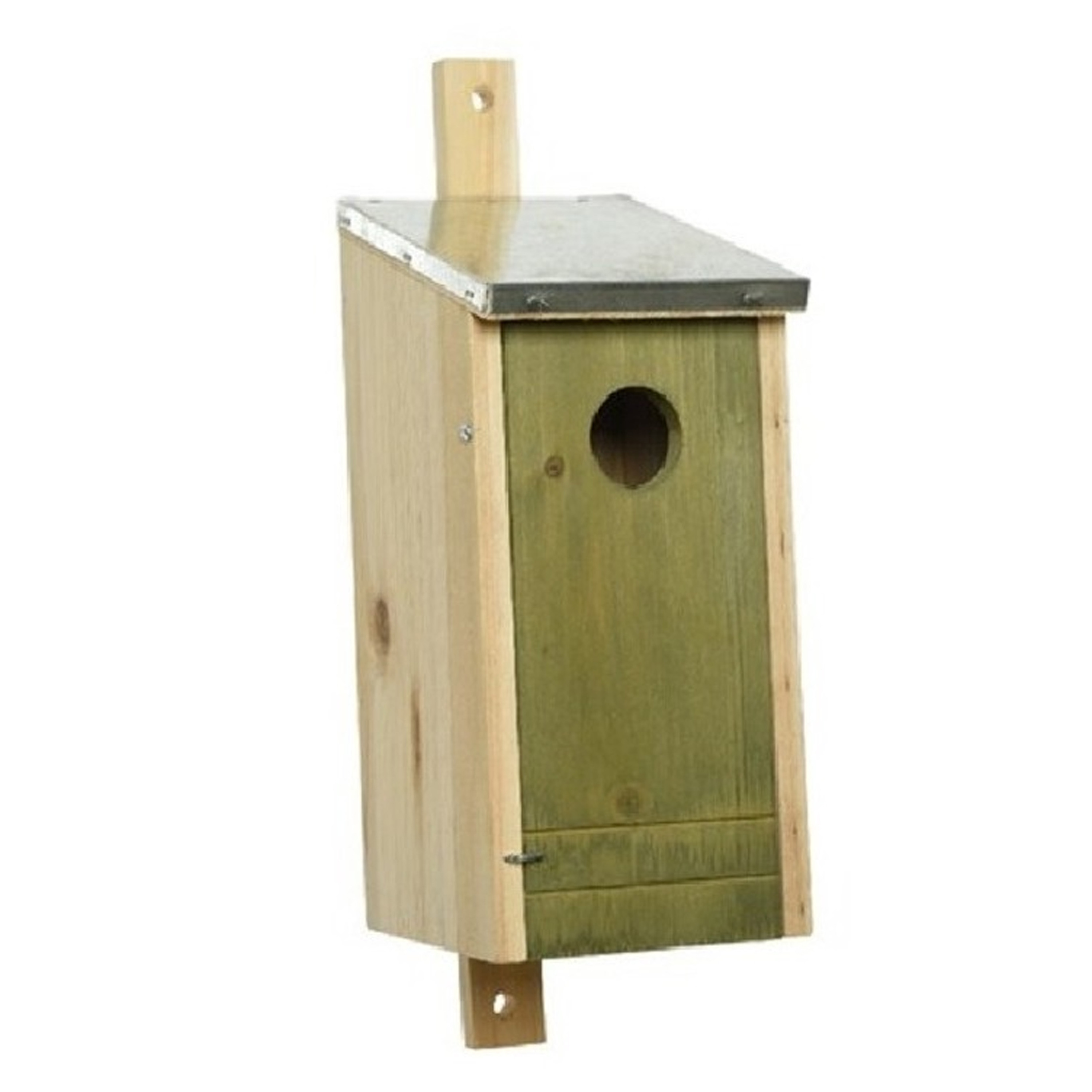 Houten vogelhuisje-nestkastje lichtgroene voorzijde 26 cm