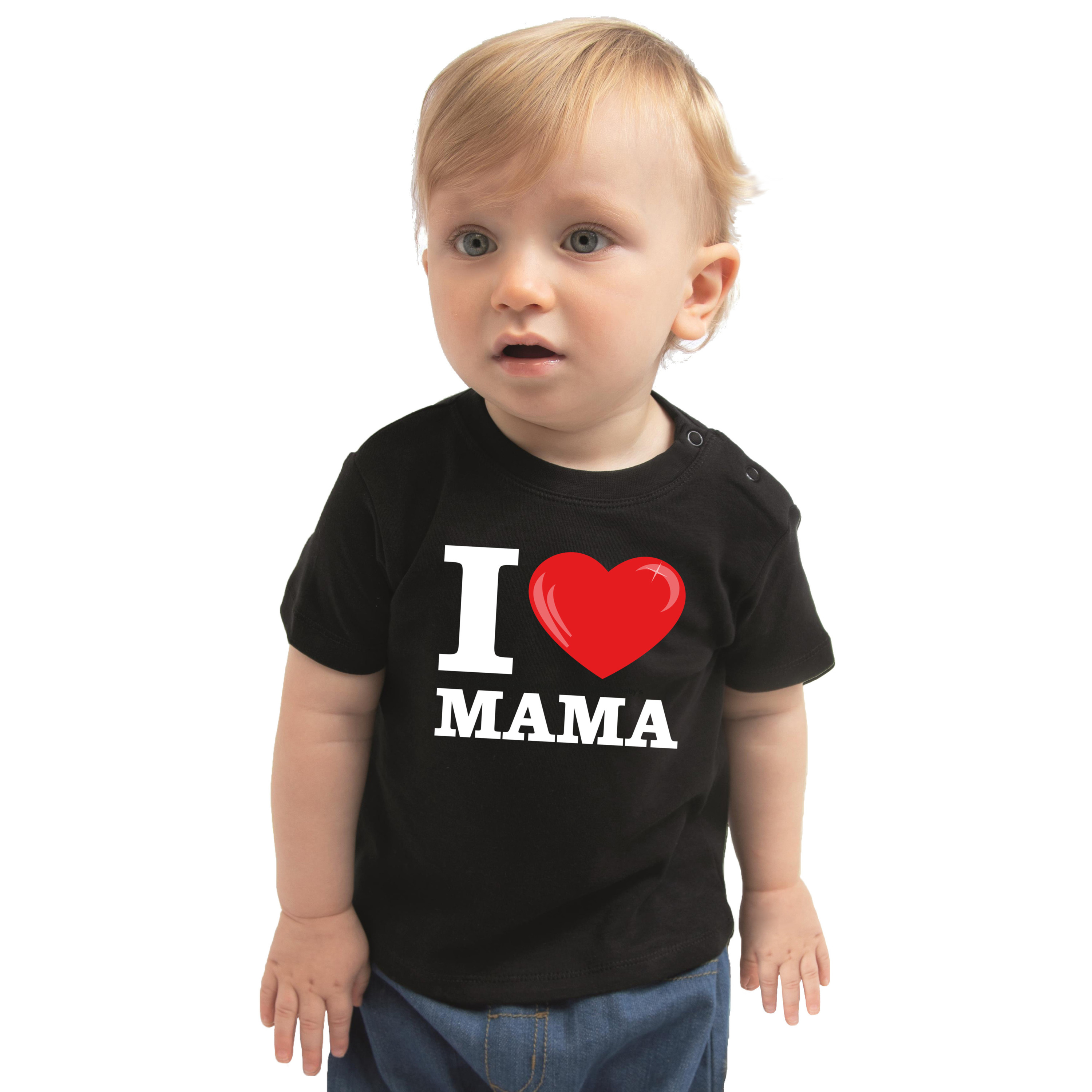 I love mama cadeau t-shirt zwart baby jongen/meisje