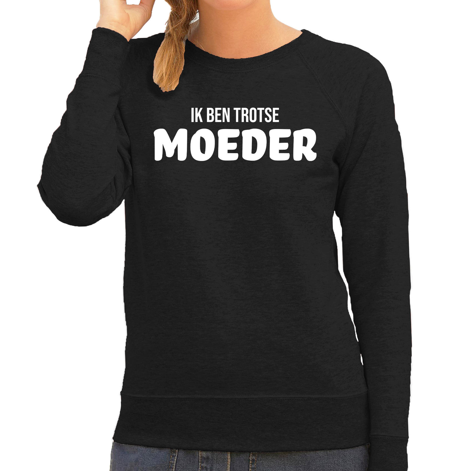 Ik ben trotse moeder sweater / trui zwart voor dames - moederdag cadeau truien mama