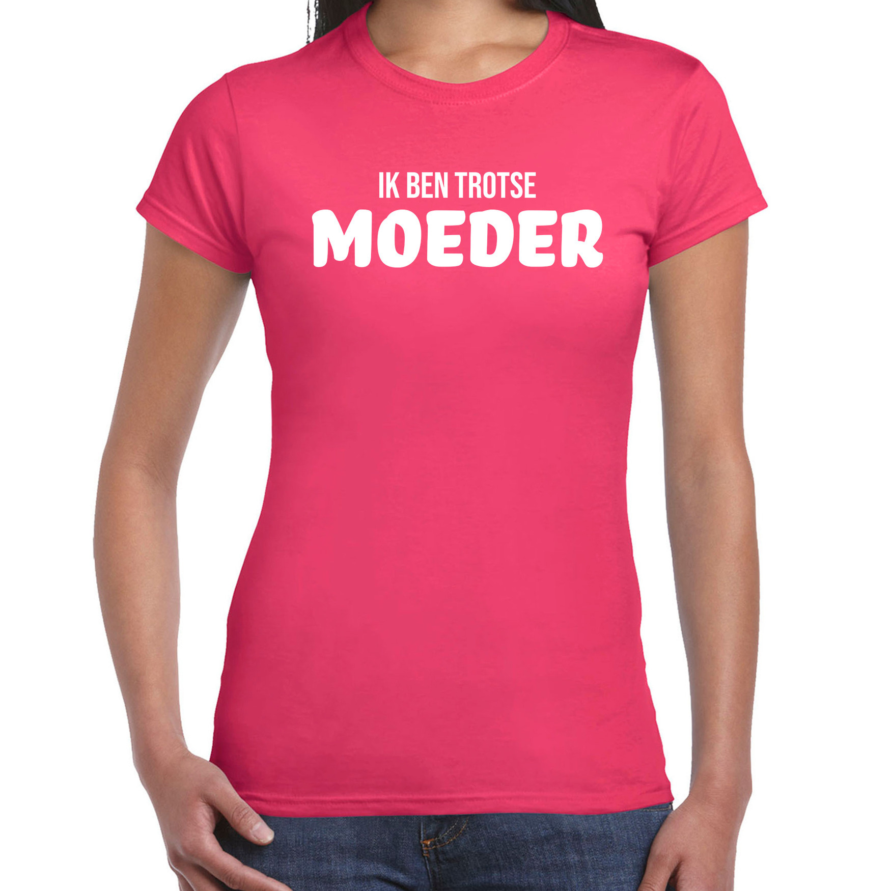 Ik ben trotse moeder t-shirt fuchsia roze voor dames - moederdag cadeau shirt mama