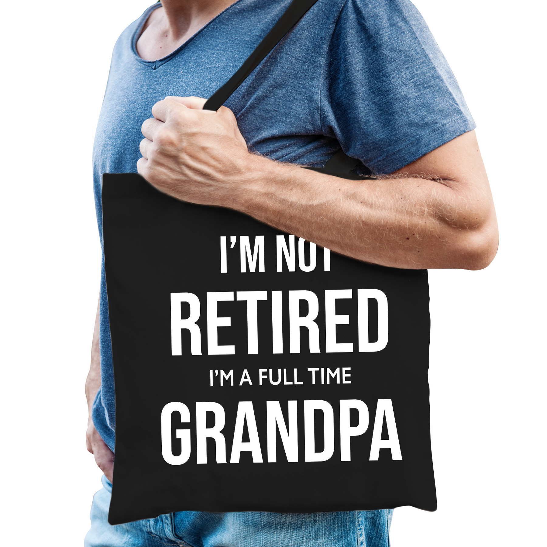 Im not retired im a full time grandpa / pensioen cadeau tasje zwart heren