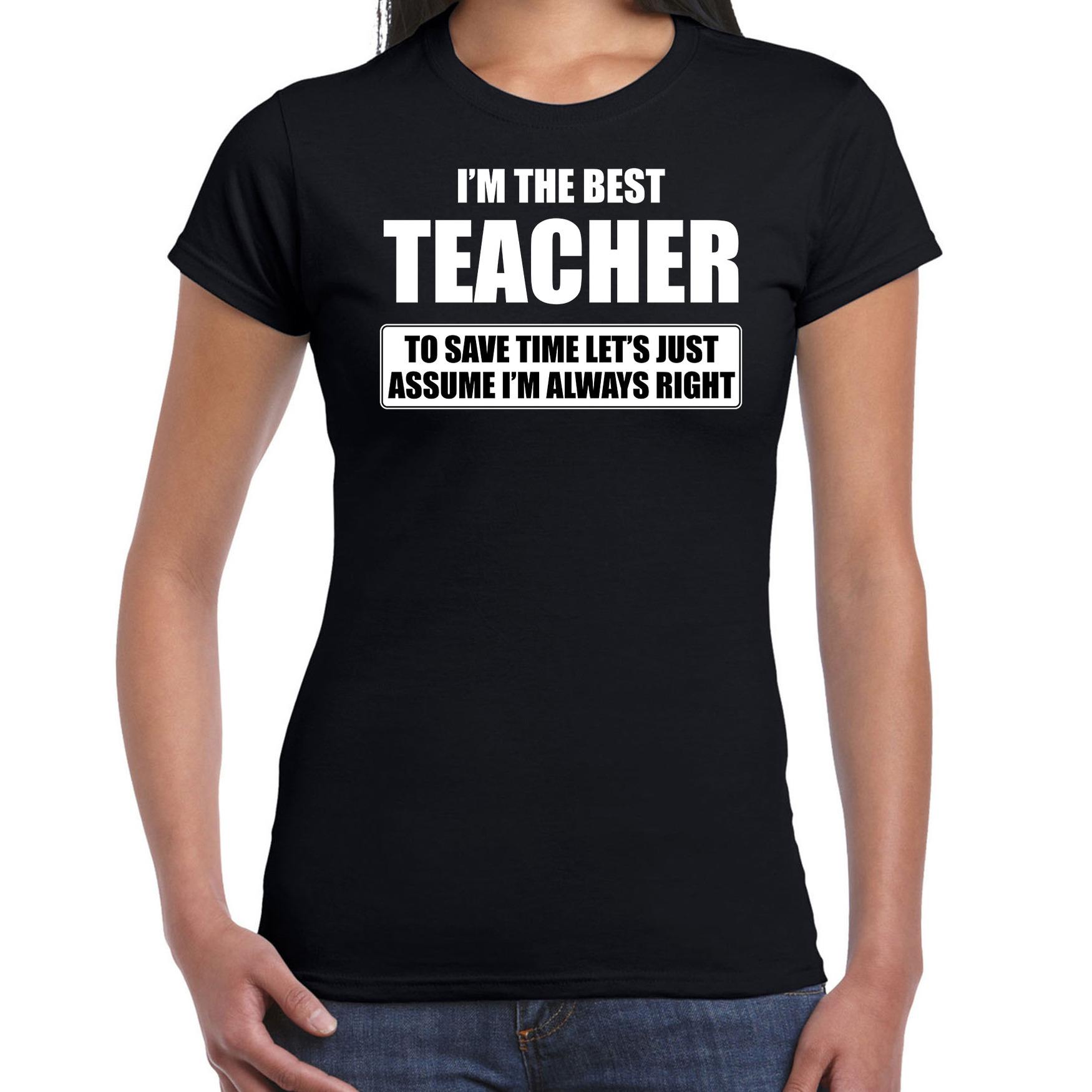 I'm the best teacher t-shirt zwart dames - De beste juf cadeau