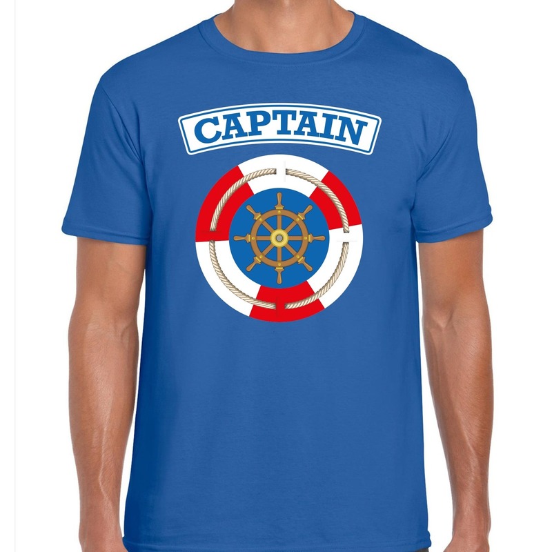 Kapitein/captain verkleed t-shirt blauw voor heren