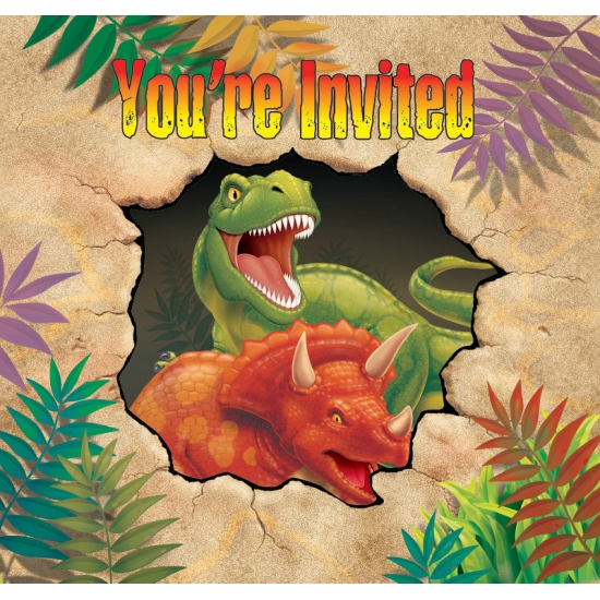 Kinder partijtje dinosaurus uitnodigingen 8 stuks