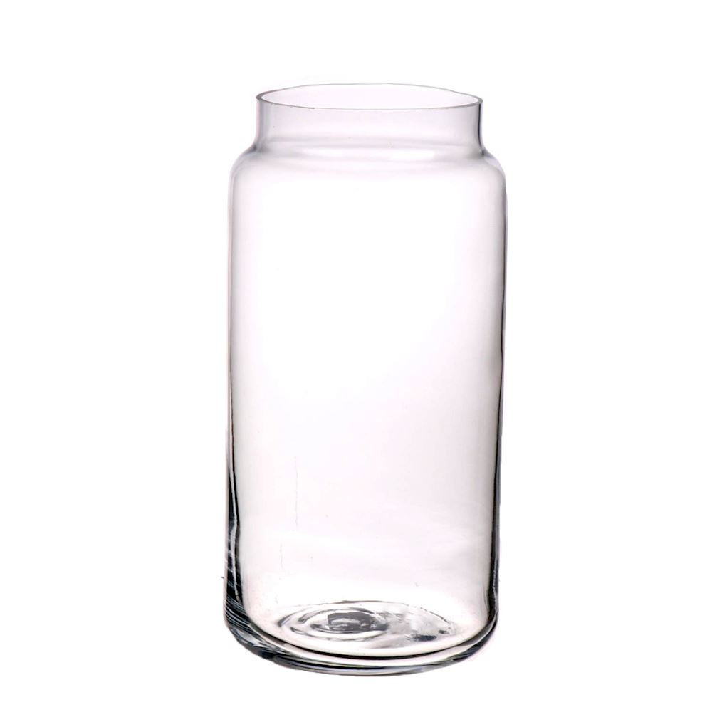 Kleine ronde vaas/vazen van glas 20 x 10 cm