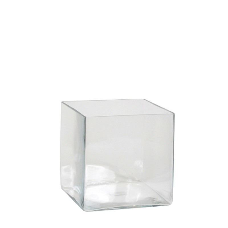 Lage vaas-accubak transparant glas vierkant 20 cm