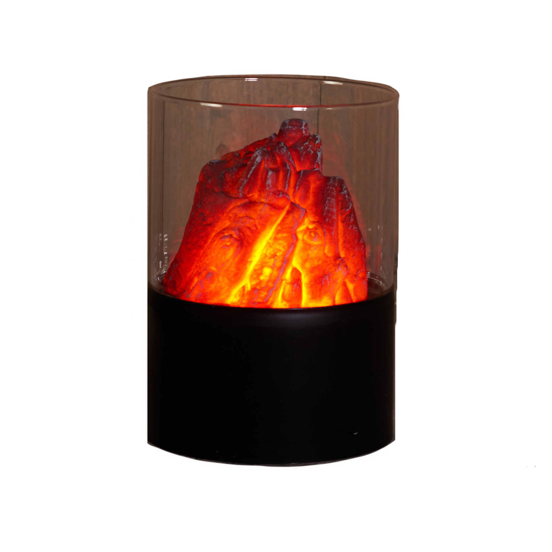 Led Sfeerhaarden lantaarns zwart met vlam verlichting B15 x H21 cm