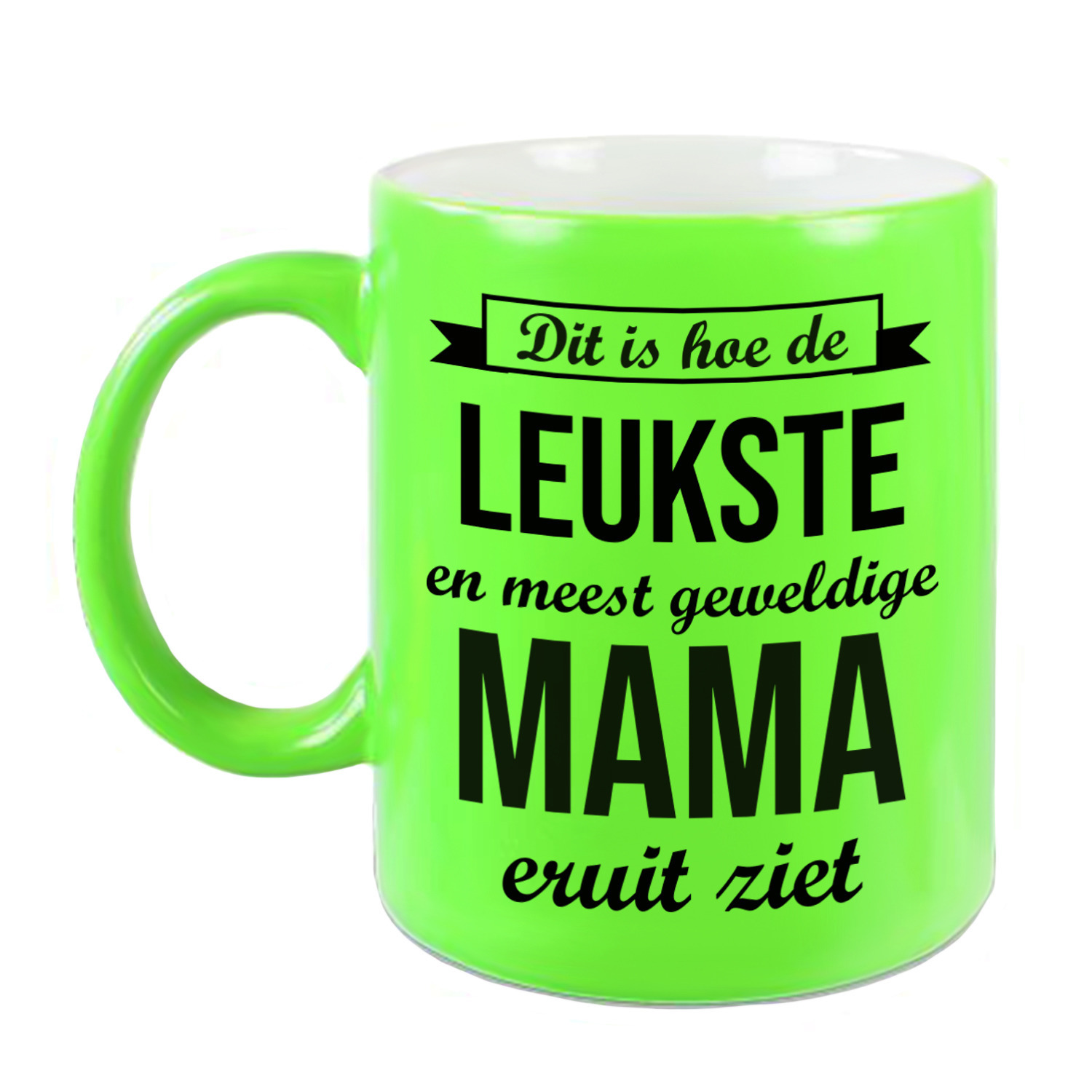 Leukste en meest geweldige mama cadeau koffiemok / theebeker neon groen 330 ml