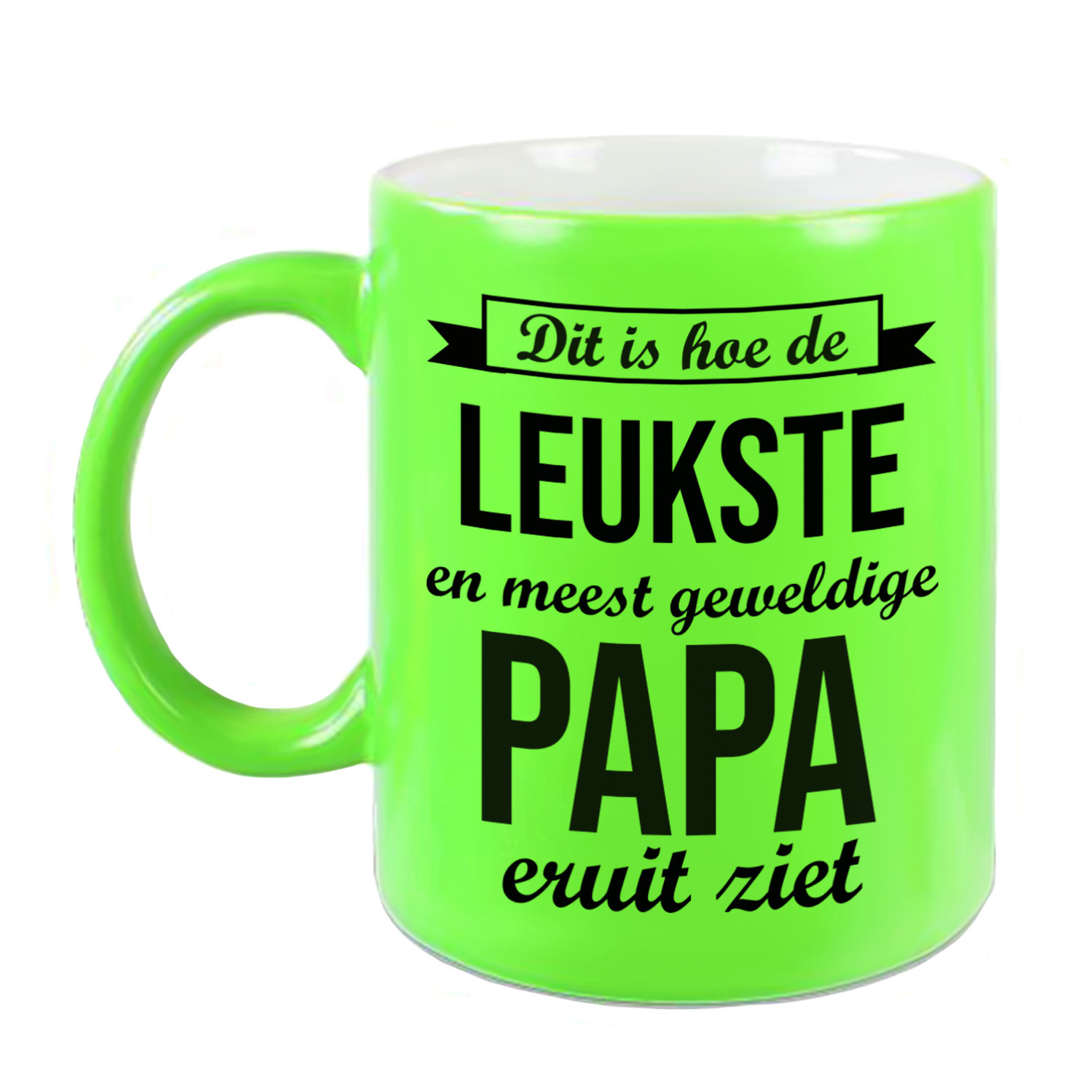 Leukste en meest geweldige papa cadeau koffiemok / theebeker neon groen 330 ml