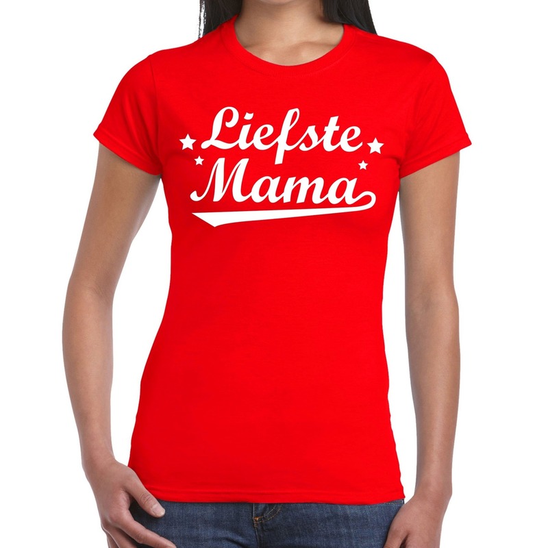 Liefste mama cadeau t-shirt rood dames
