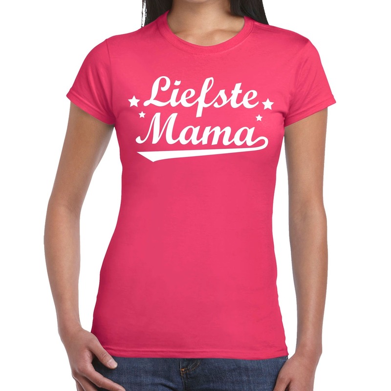 Liefste mama cadeau t-shirt roze dames