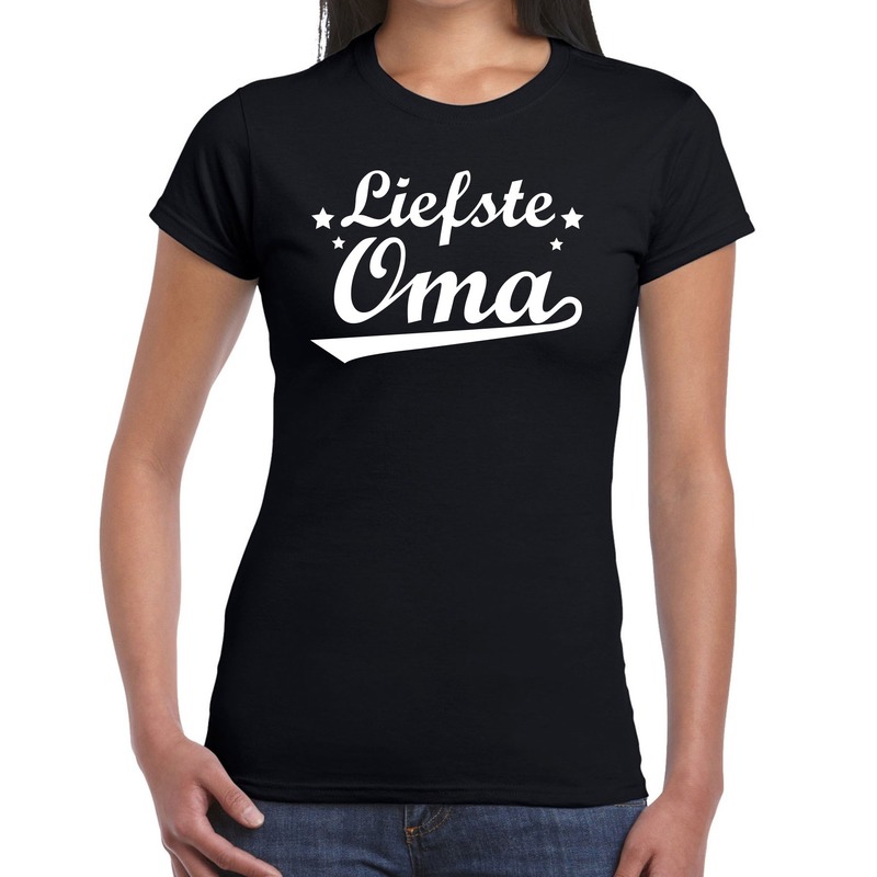 Liefste oma cadeau t-shirt zwart voor dames