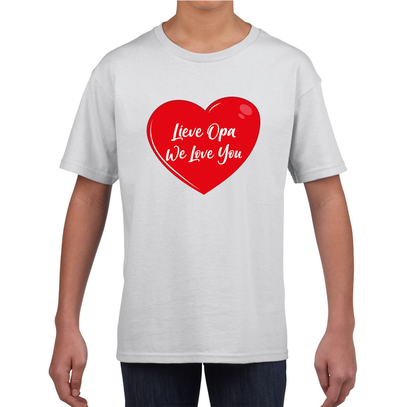 Lieve opa we love you t-shirt wit voor kinderen