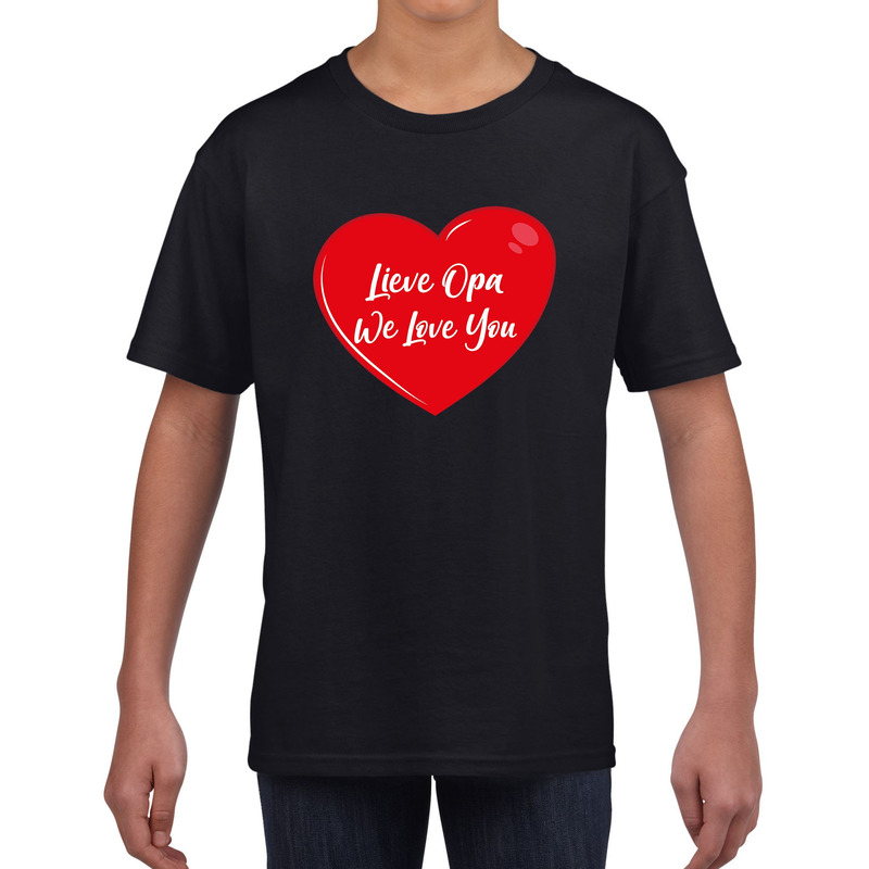Lieve opa we love you t-shirt zwart voor kinderen