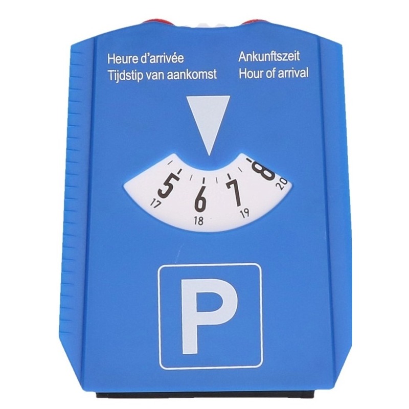 Luxe blauwe parkeerschijf met ijskrabber draaischijf voor parkeren
