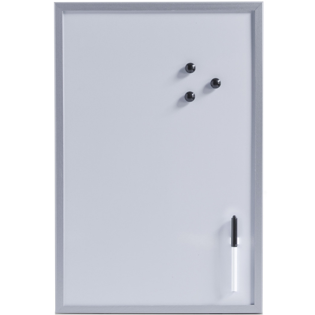 Magnetisch whiteboard/memobord met grijze rand 40 x 60 cm