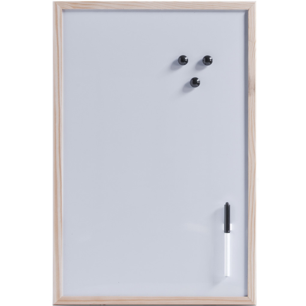 Magnetisch whiteboard/memobord met houten rand 40 x 60 cm