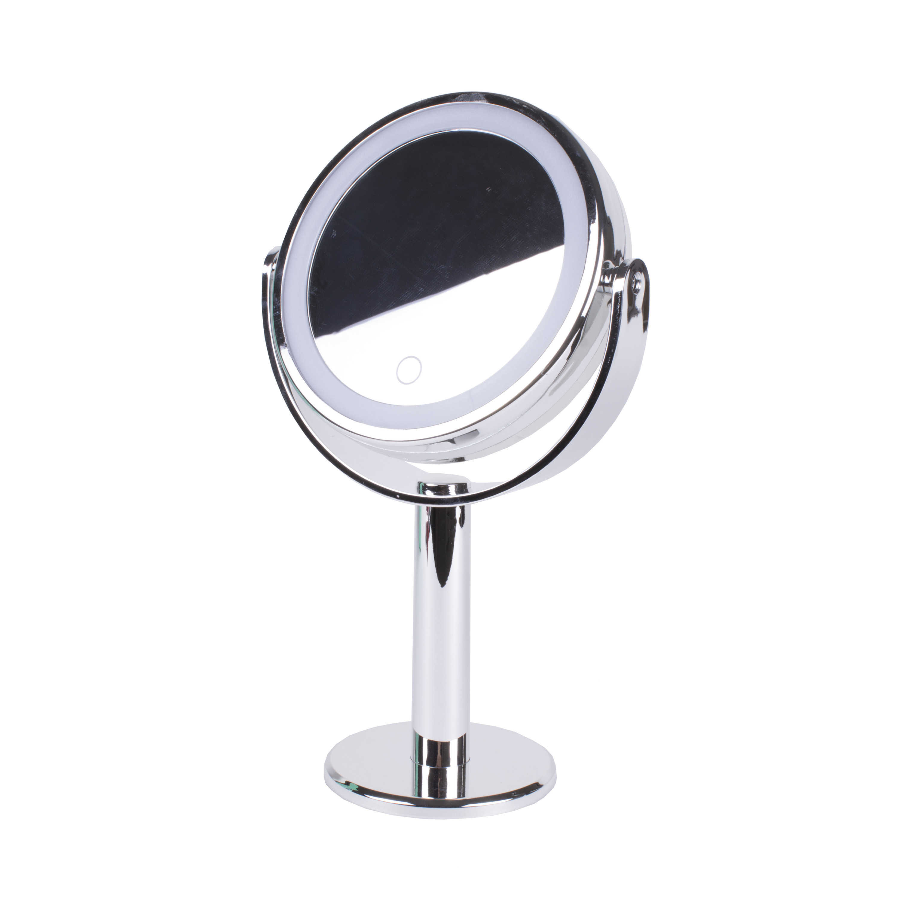 Make-up spiegel zilver chroom 2-zijdig met dimbare led18,5 x 10 x 31 cm