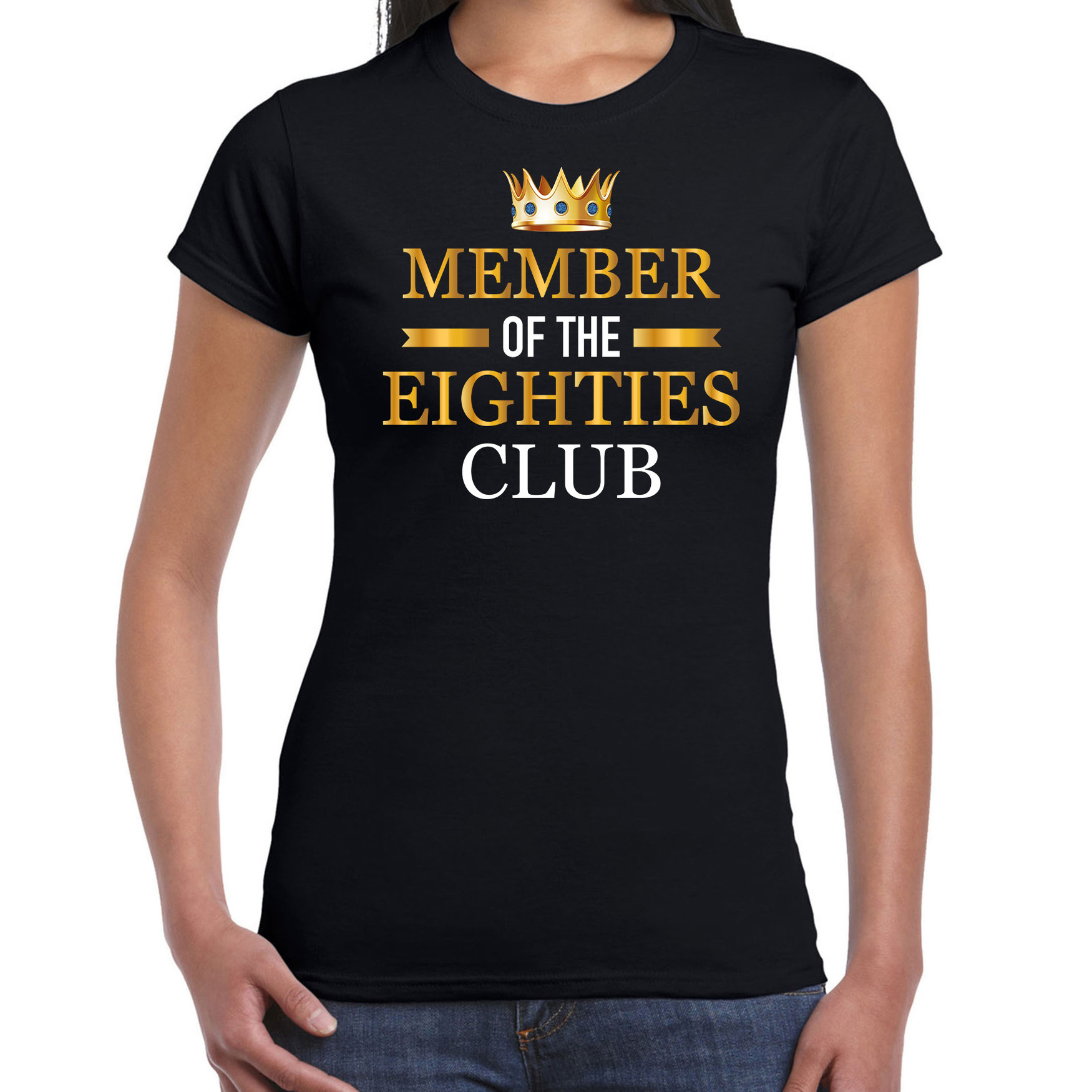Member of the eighties club verjaardag cadeau t-shirt 80 jaar zwart voor dames