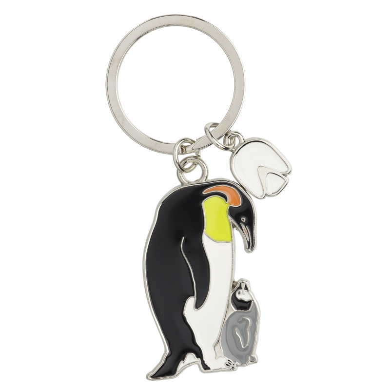 Metalen pinguin sleutelhangertje 5 cm