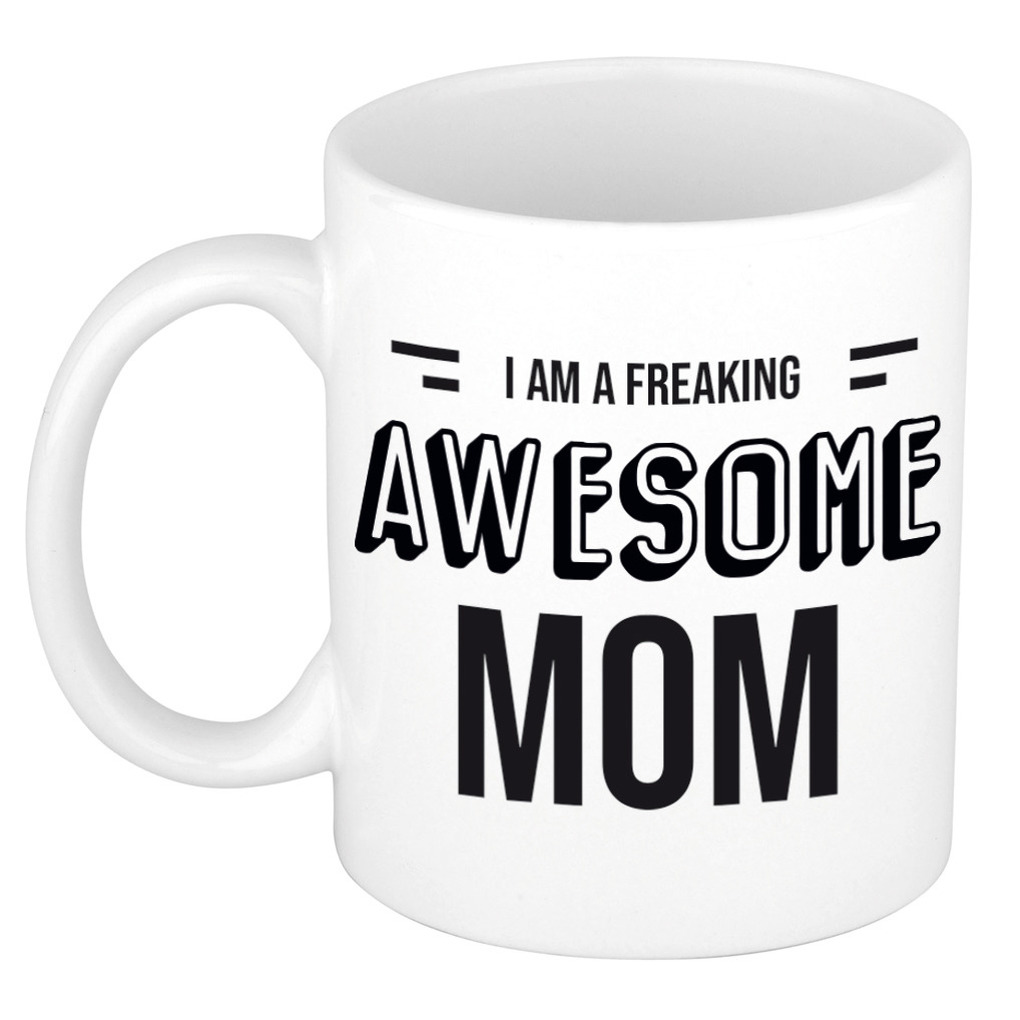 Moeder cadeau mok / beker I am a freaking awesome mom