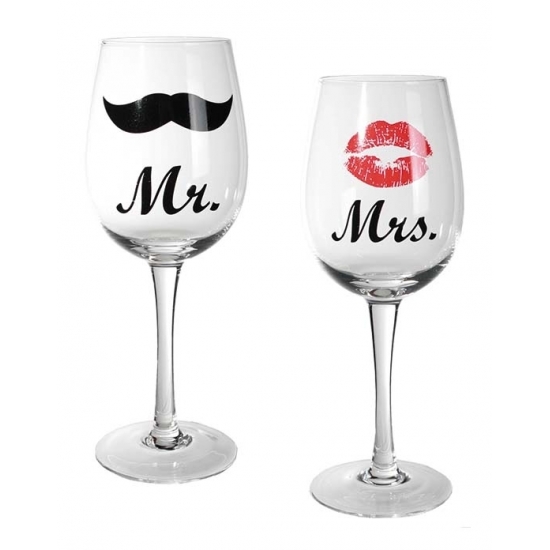 Mr & Mrs wijnglazen 22,5 cm 430 ml