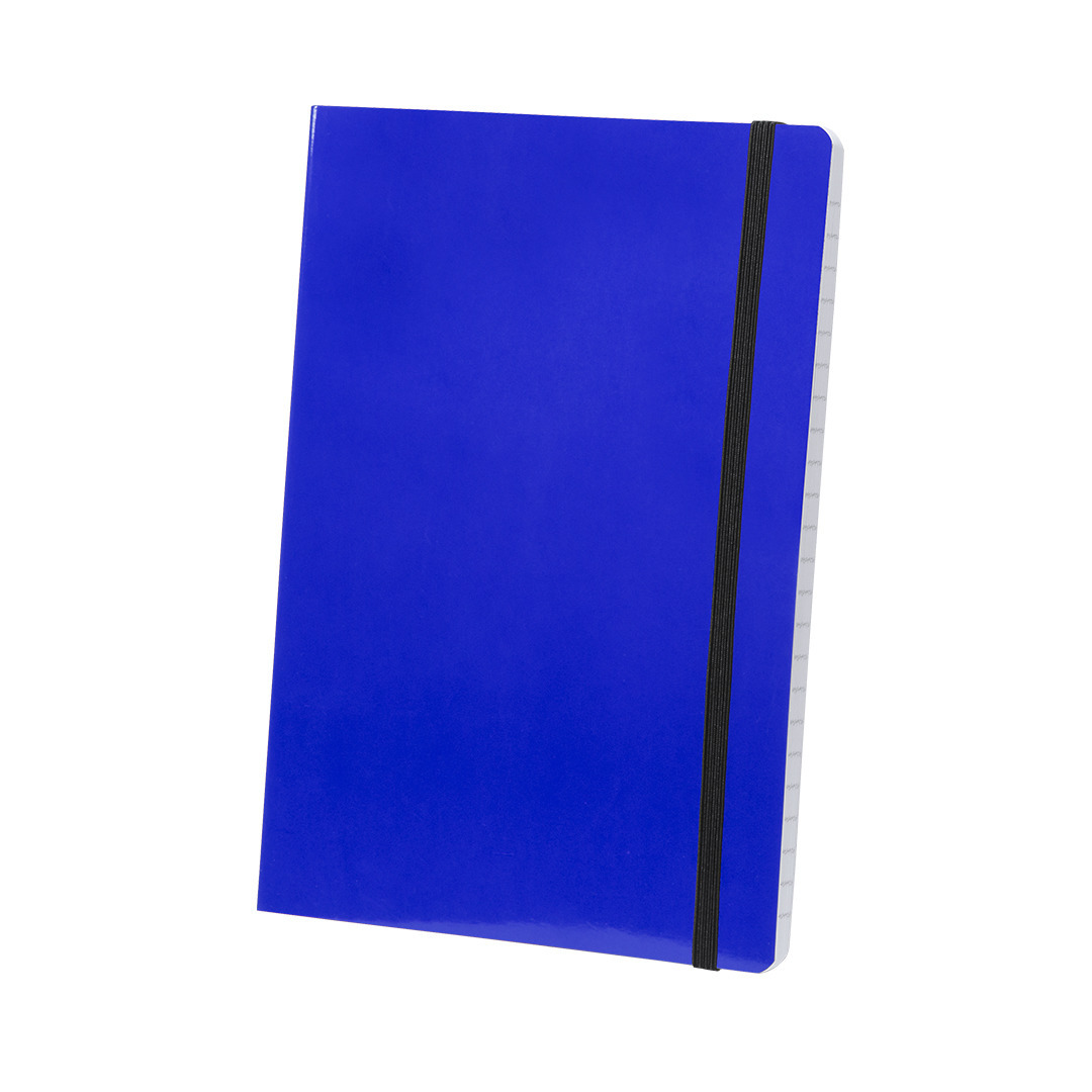 Notitieblokje gelinieerd zachte kaft blauw met elastiek A5 formaat