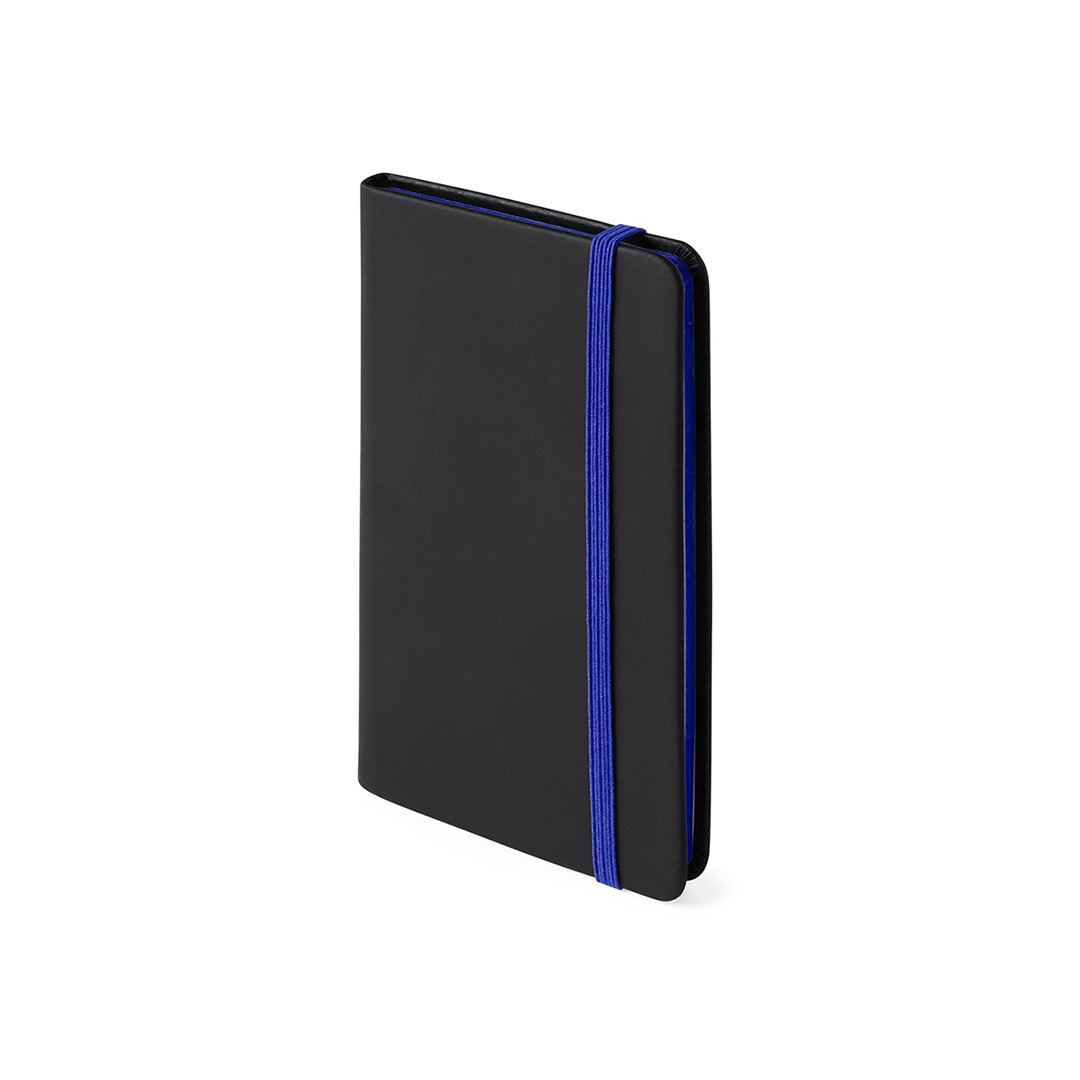 Notitieboekje met blauw elastiek pu-leer kaft 9 x 14 cm