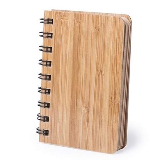 Notitieboekje/schriftje met bamboe kaft 9 x 12 cm