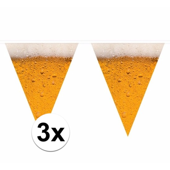 Oktoberfest - 3x Bier thema print vlaggenlijnen 6,4 meter