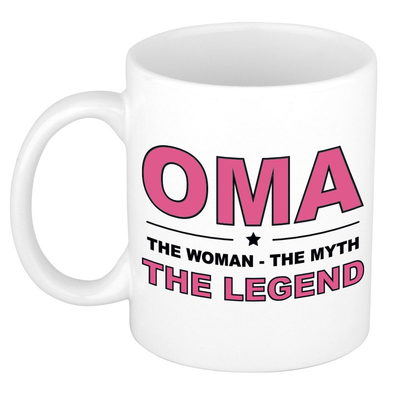 Oma the legend cadeau mok / beker wit 300 ml
