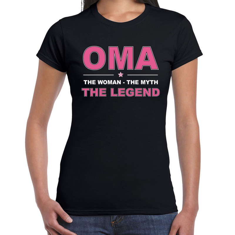 Oma the legend cadeau t-shirt zwart voor dames