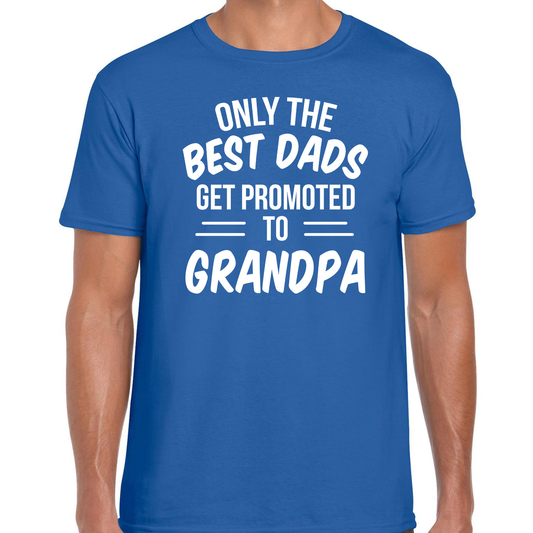 Only the best dads get promoted to grandpa t-shirt blauw voor heren