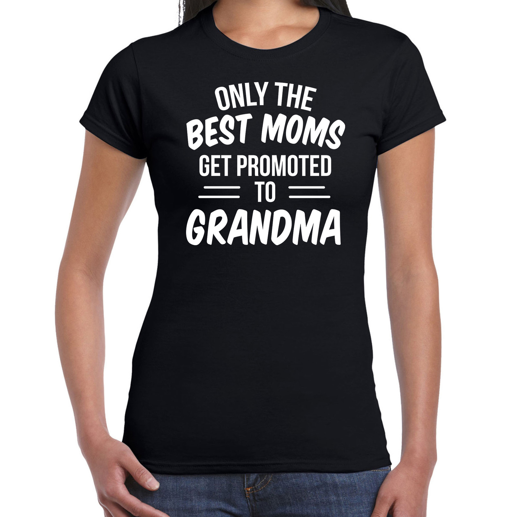 Only the best moms get promoted to grandma t-shirt zwart dames - Cadeau aankondiging zwangerschap