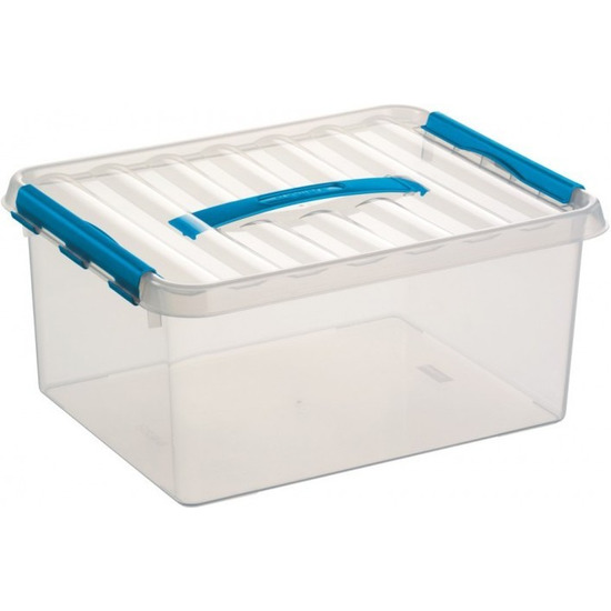 Opberg box-opbergdoos 15 liter 40 cm transparant-blauw