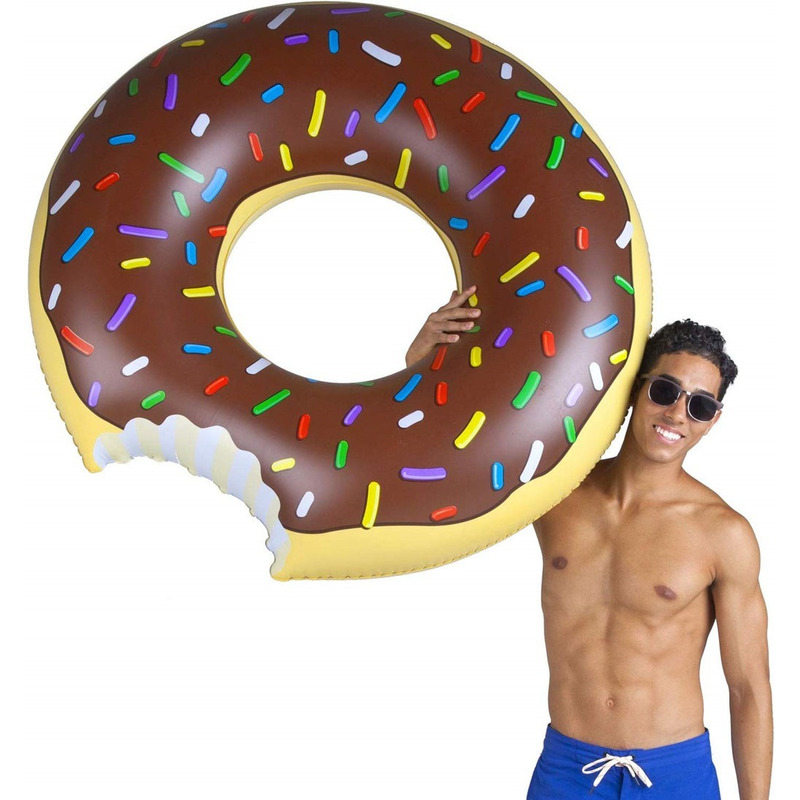Opblaasbare chocolade donut XXL zwemband 122 cm