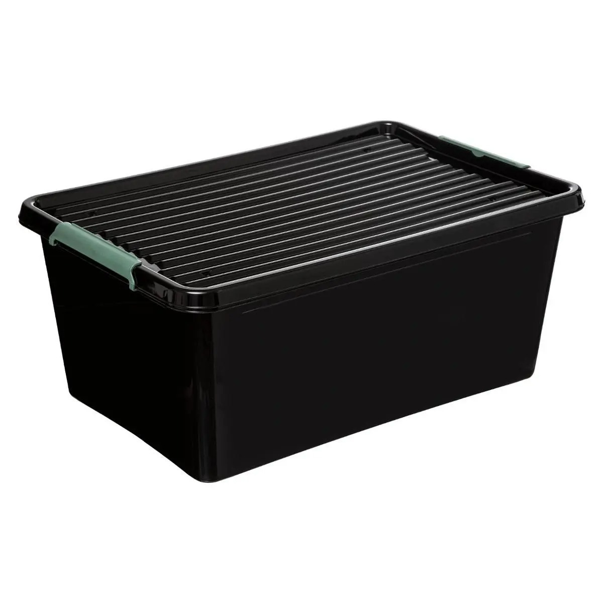 Opslagbak/organizer met deksel kunststof 40 liter 58 x 39 x 25,5 cm zwart