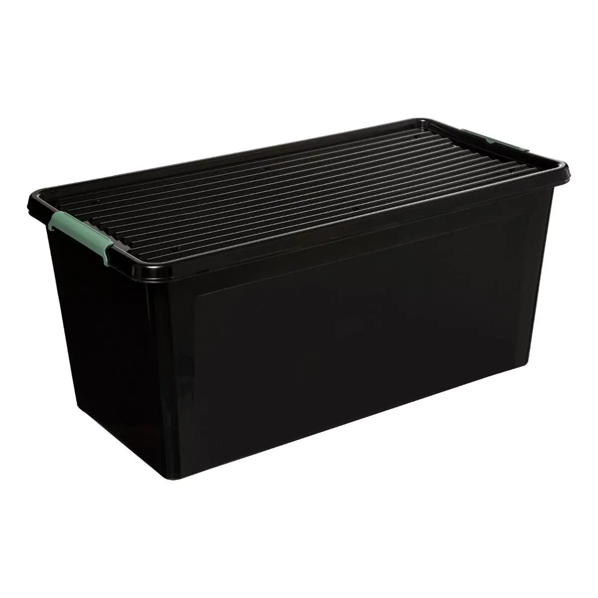Opslagbak/organizer met deksel kunststof 80 liter 58 x 39 x 42,8 cm zwart