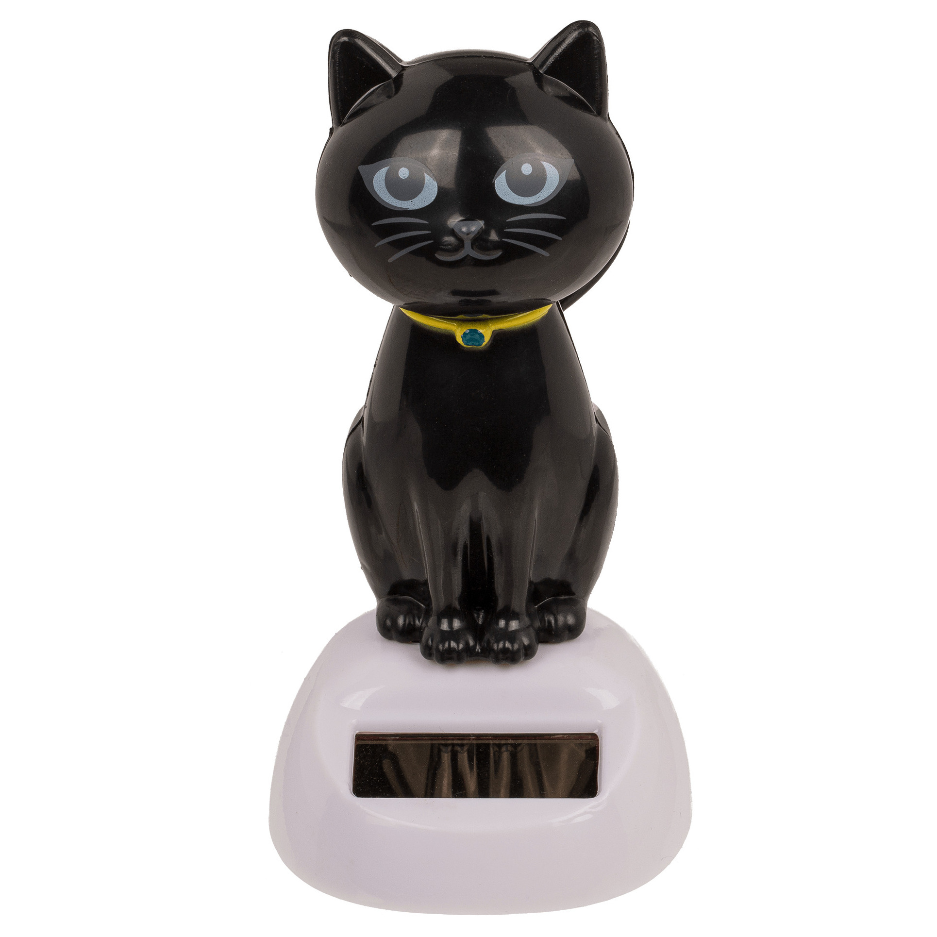 Out of the Blue - Solar bewegend katje - zwart 12 cm - Huis katten beeldjes/cadeau